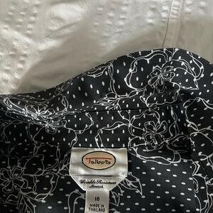 Talbots Black and White Floral Print Shirt